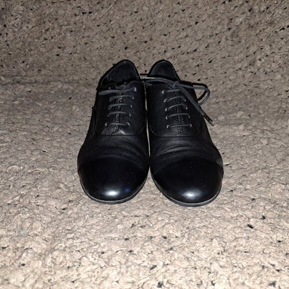 LA CANADIENNE-Black Kid Leather w/Cap Toe-Oxford-Lace Up-36.5-Excellent - Picture 3 of 8